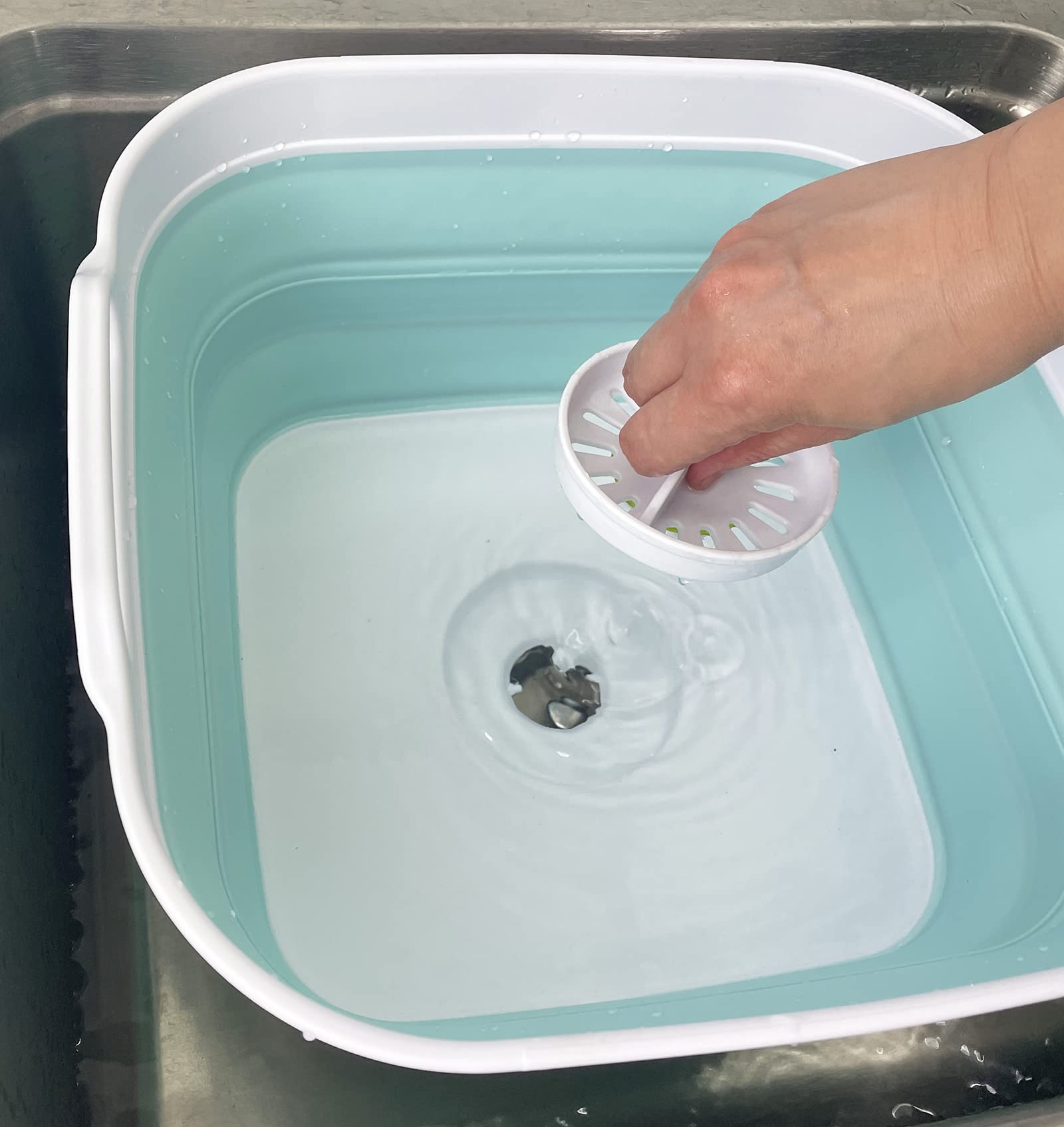 SAMMART Set scolapasta e ciotola pieghevole in TPE/PP da 2,6 l, lavabo pieghevole – vasca portatile – scolapasta salvaspazio