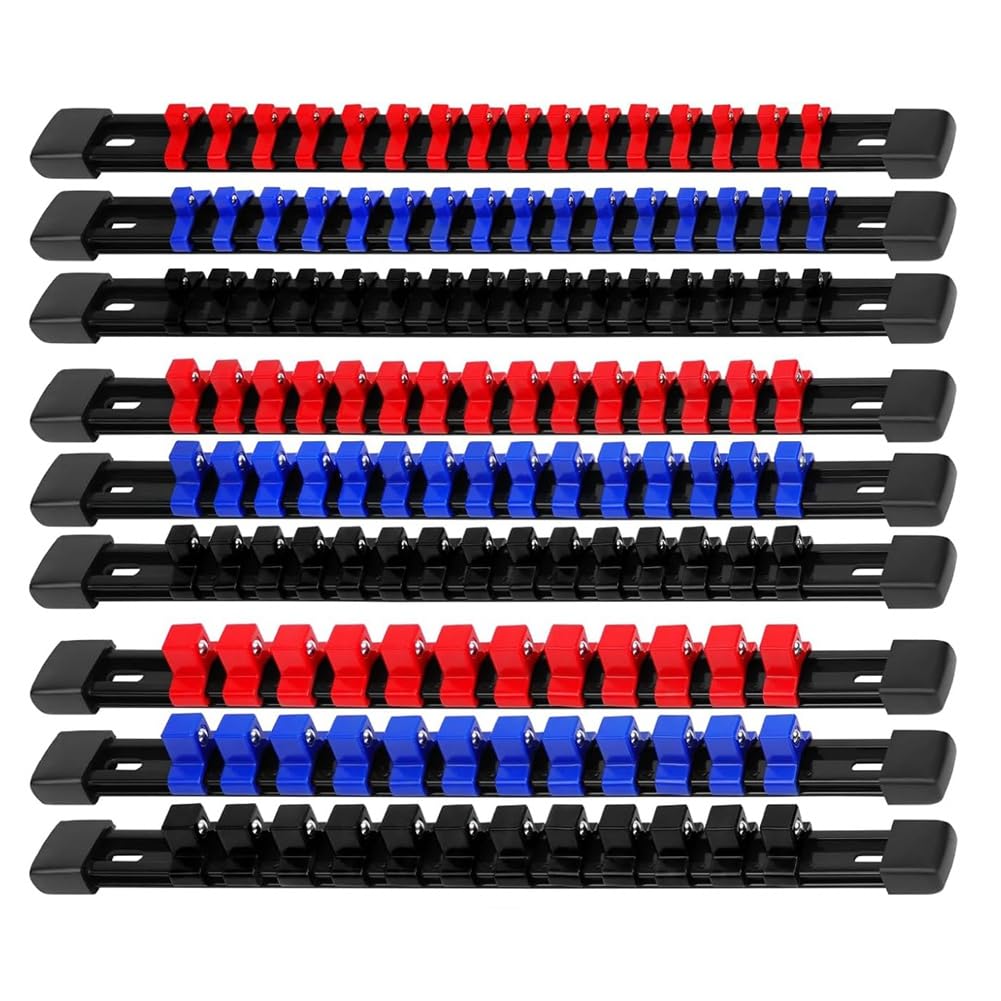 Support de douilles organisateur d'atelier : kit de rails de rangement 1/4 3/8 1/2