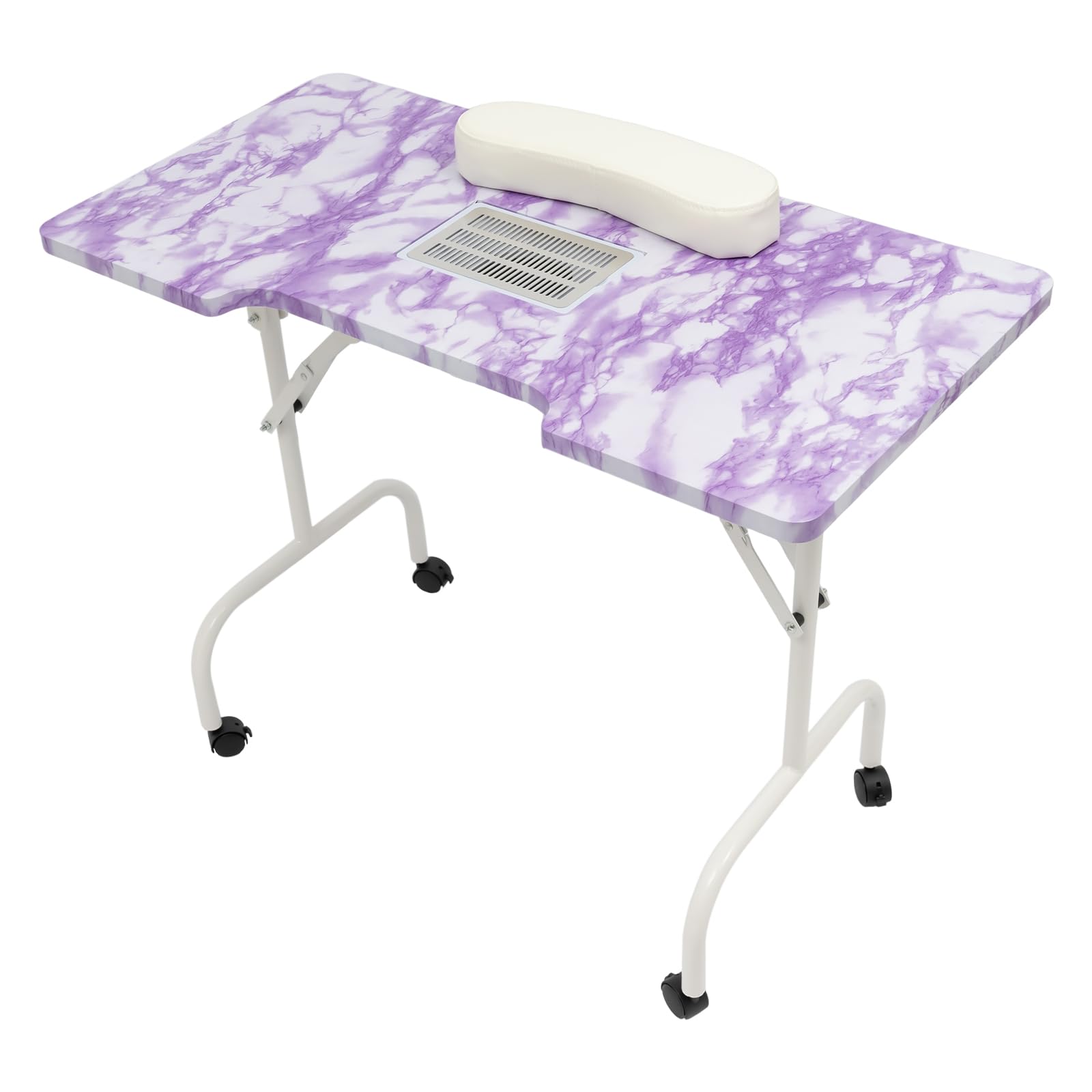Maniküre Nageltisch mit Absaugung Maniküretisch Klappbar mit Rollen 95x48cm Profi Mobile Nagel Tisch 30kg für Zuhause, Studio