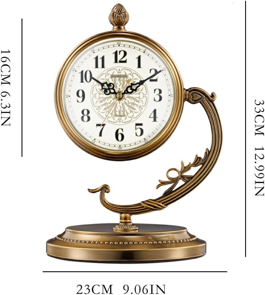 Vintage Table Clock Retro Desk Clock Home Creative Desktop Silent Clock Ornaments Living Room TV Cabinet Desktop Pendulum Clock Mantel Clocks for Living Room,