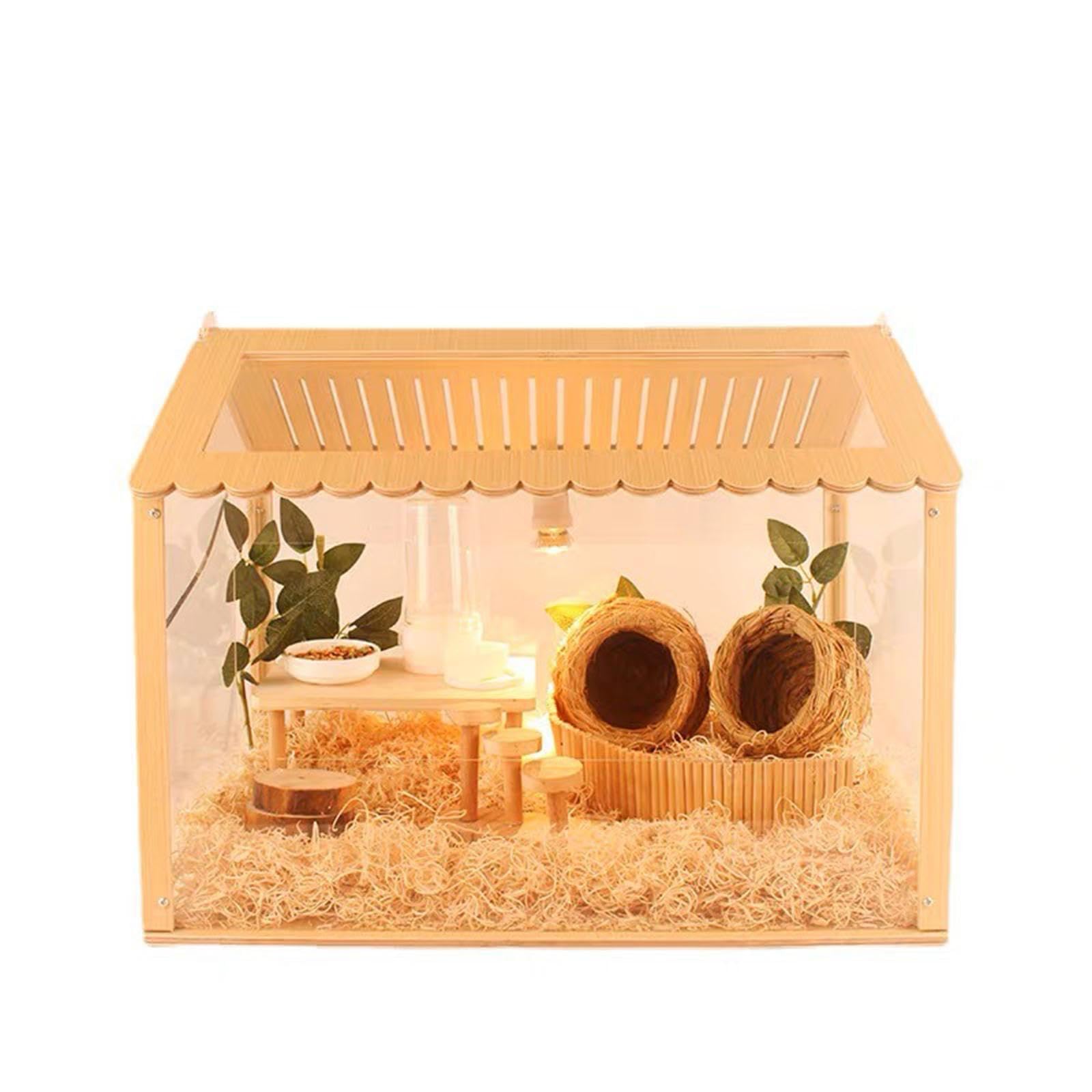 Habitat in legno per criceti, topi e ratti, facile da montare, offre divertimento, nascondigli e giochi attivi per animali domestici, criceti, ricci,