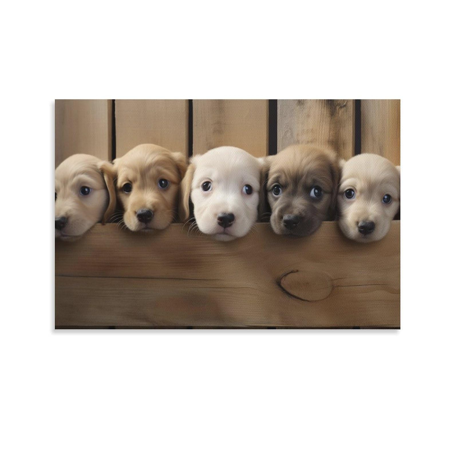 FOCCAR Funny Dog Canvas Wall Art Cute Farmhouse Animal Posters Wall Decor Painting Art for Home Room Artwork