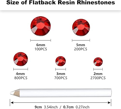 Miniatura 2 de Briskbloom 4500 diamantes de imitación de resina con parte trasera plana, 0.079 in, 0.118 in, 0.157 in, 0.197 in, 0.236 in, diamantes de imitación