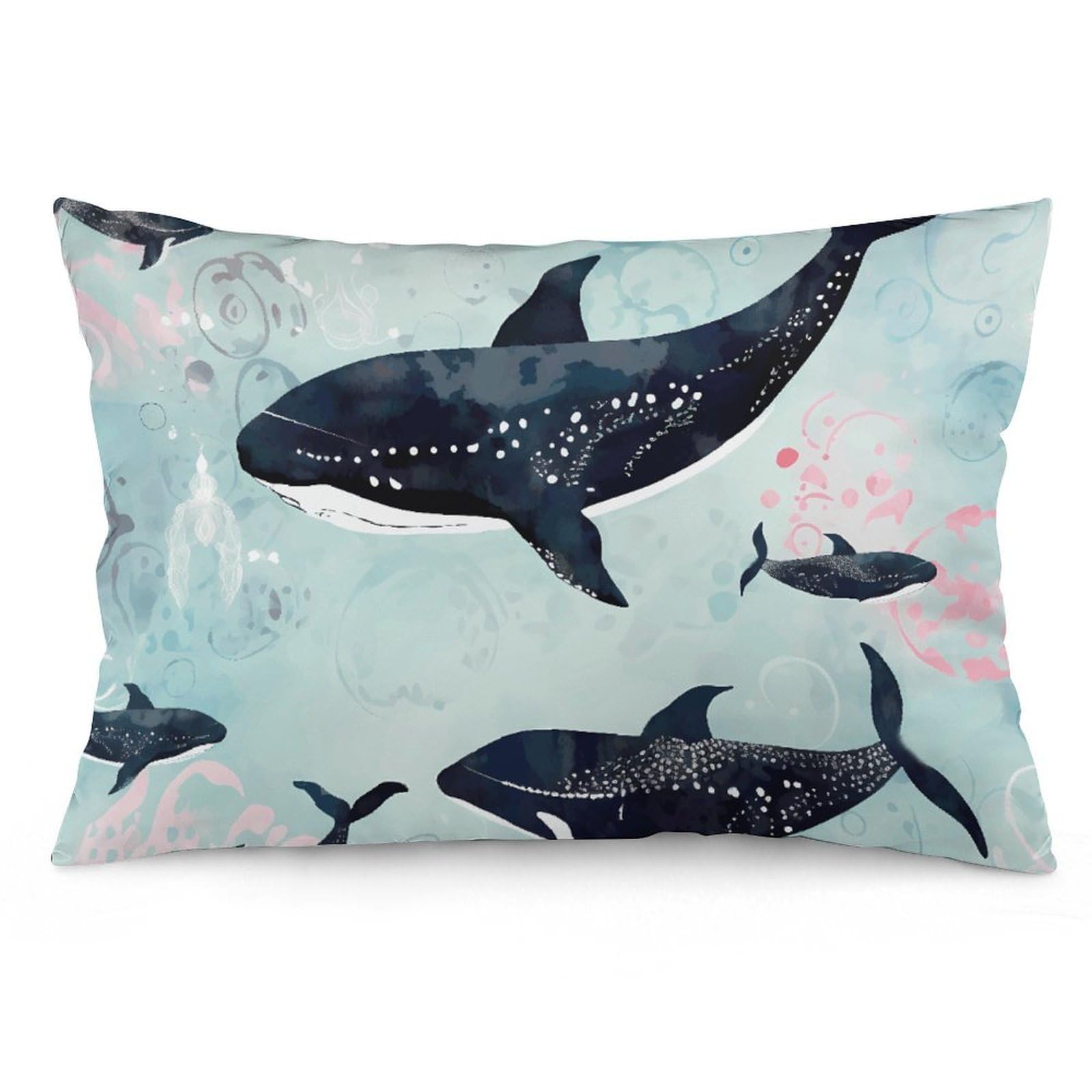2 Pack Pillow Cases for Hair and Skin, Soft Breathable Pillow Case Covers with Hidden Zipper, Whale Pillowcase 20"x30" Pillow Covers for Sleeping Gift