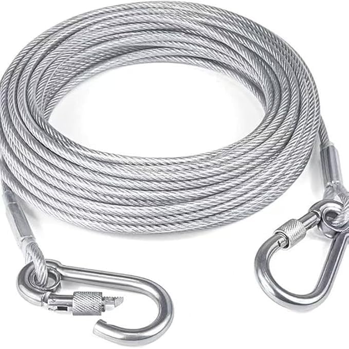 Heavy-Duty Clothesline with Carabiner Hooks | Clothesline | Silver Colours | Strong Clothes Line for Balcony, Camping, Dorm (5 Meter)