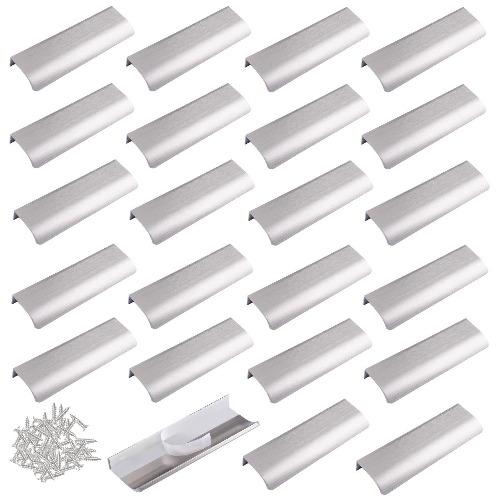 MOROBOR Finger Edge Pull, 24 PCS Concealed Modern Style Drawer Handle, Aluminum Alloy Invisible Cabinet Hardware for Wardrobe, 150 mm/Brushed Nickel — image 1
