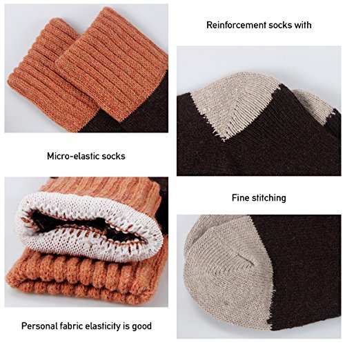 Image of Winter Women Socks 5 Pairs Vintage Wool Casual Thermal Crew Socks