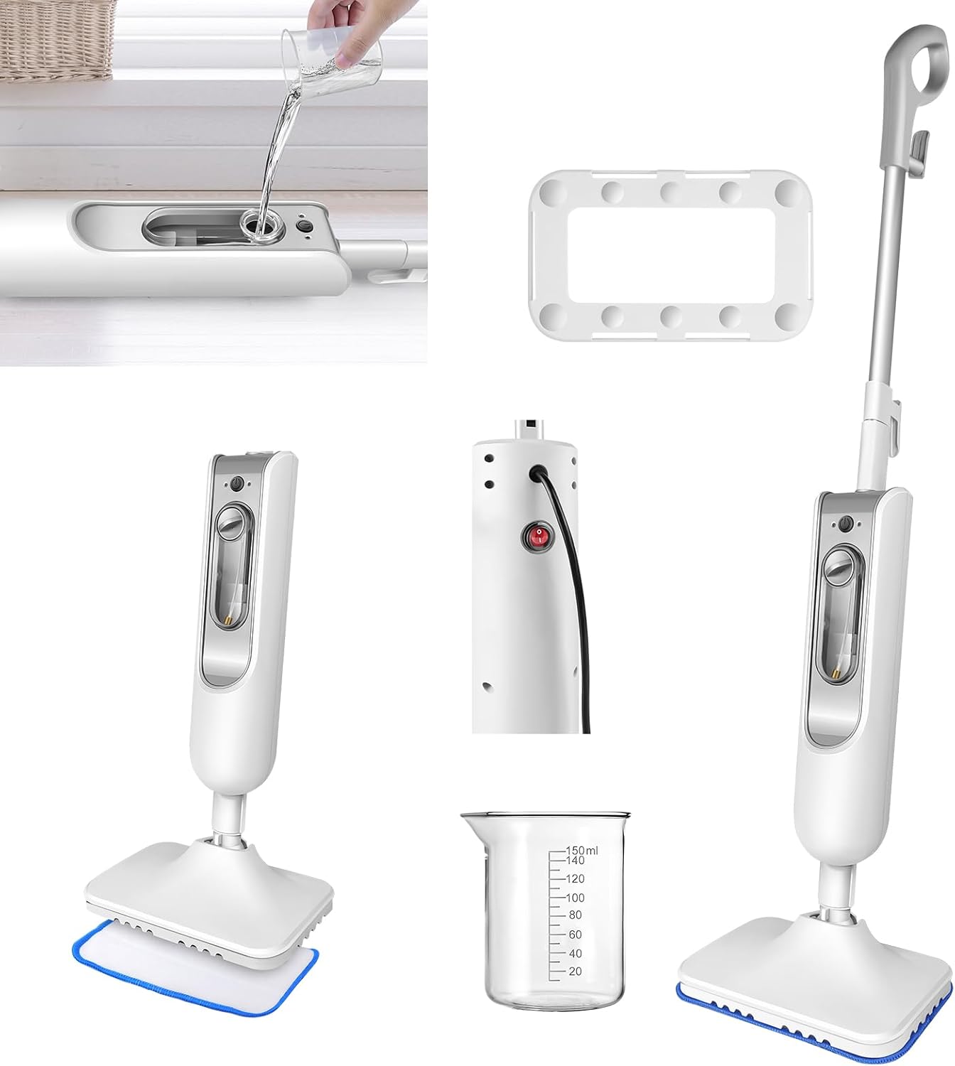 Steam Mop Tile Floor Cleaner for Floor Cleaning,Electric Mop Floor Mop Wet Dry Dust Flat Cleaning Mop with 400 ML Tank&2 Washable Mop Pads,Floor Steamer Steam Mop for Hard Floor Cleaner