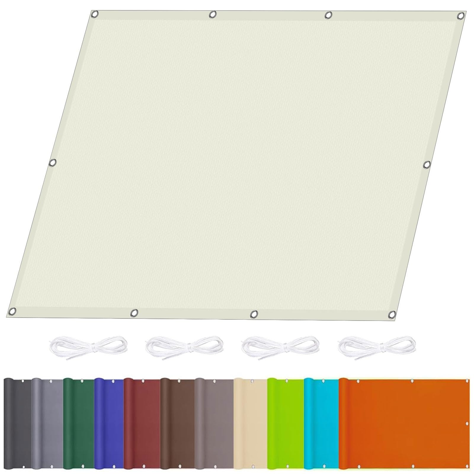 Voile d'ombrage imperméable 1.5x2.4m blanc chaud pour balcon