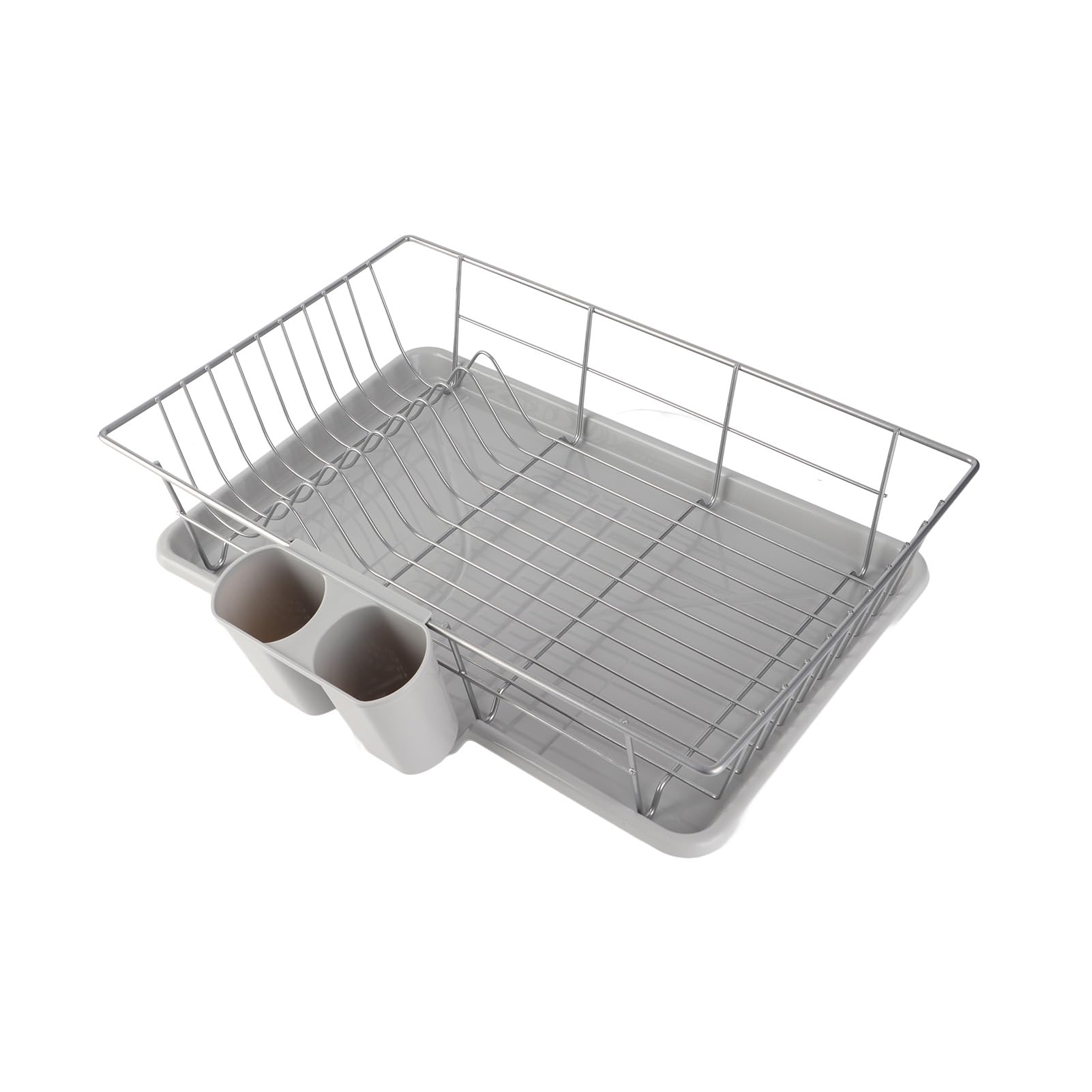 GLOGLOW Rejilla para Secar Platos Soporte para Utensilios de Cocina de Metal, Rejillas para Platos de Acero Galvanizado con Bandeja de Goteo y Rejilla para Palillos Extraíble, 48 X 30 X 11 Cm para de