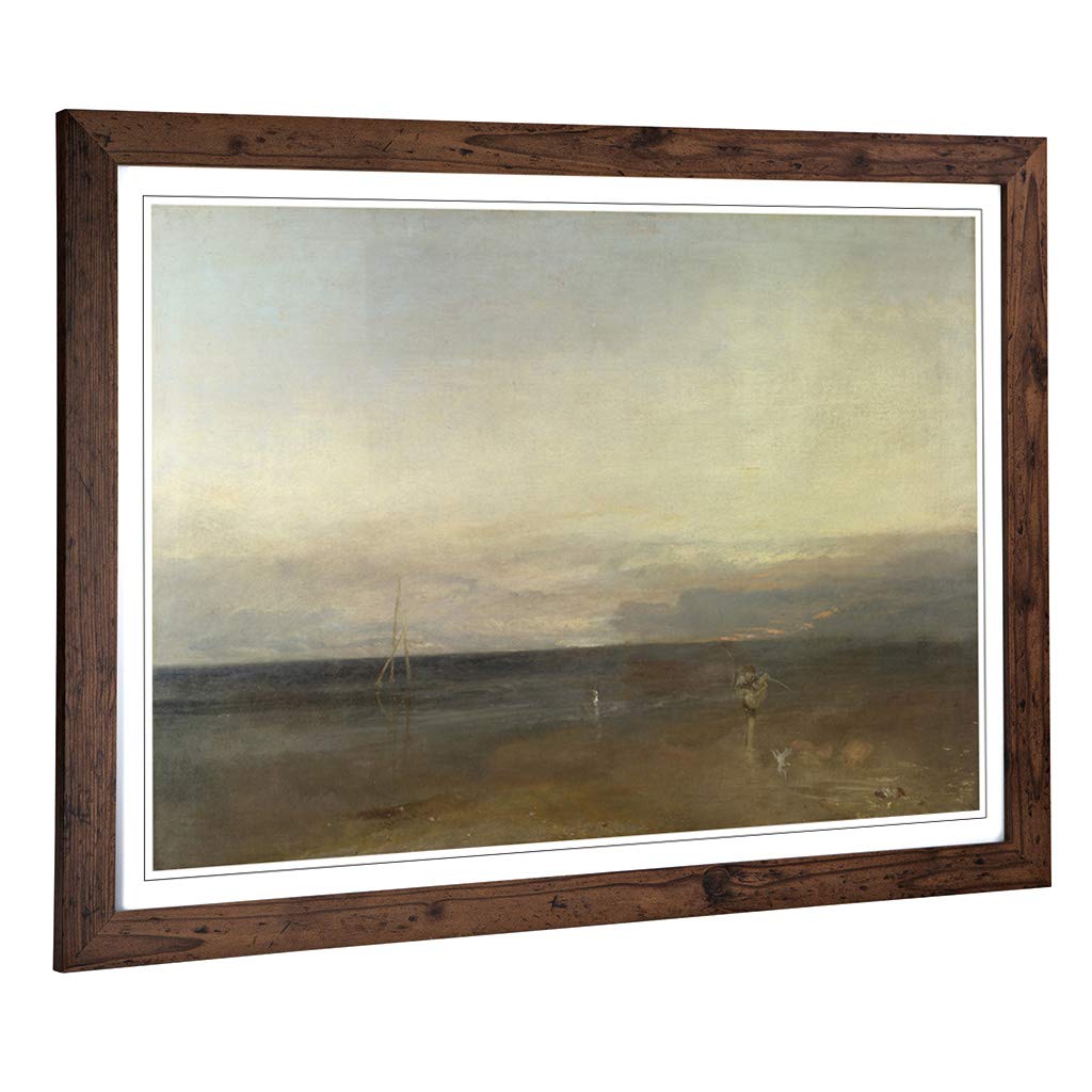 Big Box Art Framed Print of Joseph Mallord William Turner Burning The House of Lords Landscape (2) Design | Wall Art Picture| Home Decor for Living Room, Bedroom, Walnut, A2 / 24.5x18 Inch / 62x45cm