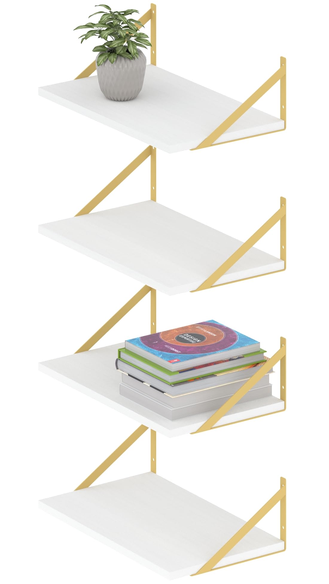 Estantes flotantes de 10 pulgadas de profundidad, 16.5 x 10 pulgadas, juego de 4, estantes flotantes de madera natural para dormitorio, sala de estar, estantes de pared rústicos para libros