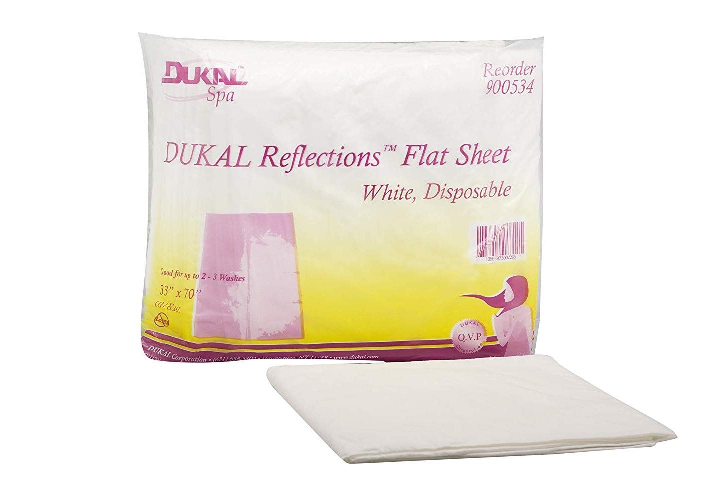 Dukal 900534 Flat Sheet, 33" x 70", White, Pack of 50