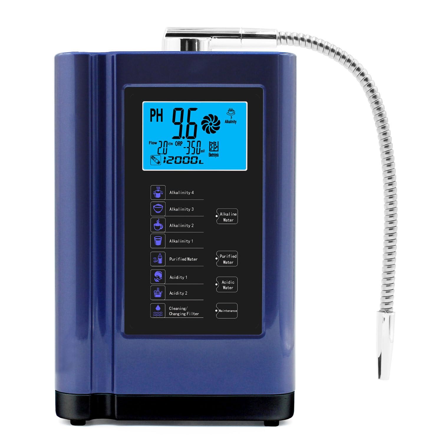 Ionizador de Agua alcalina, generador de hidrógeno, ORP hasta -500 mV Blue