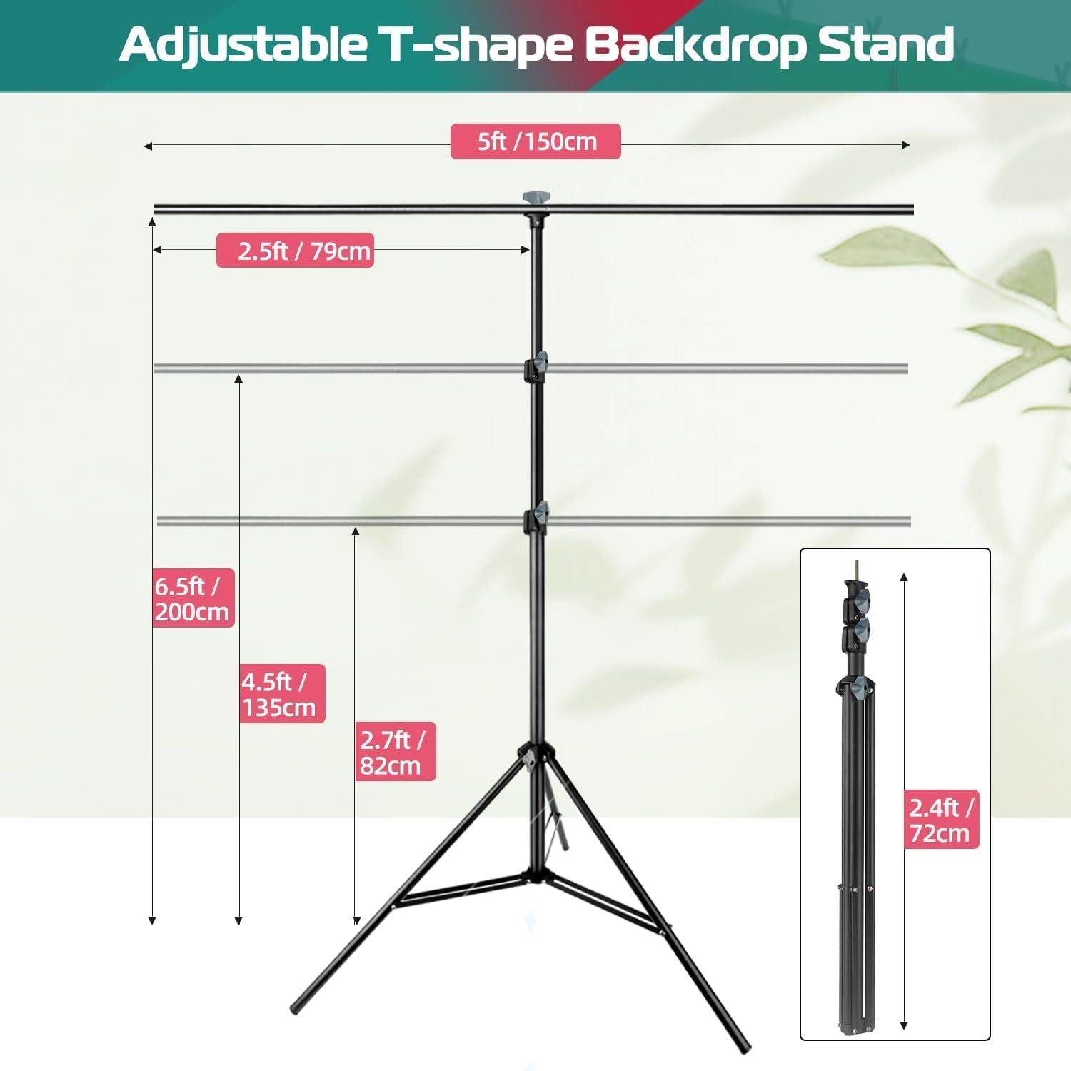 JEBUTU Green Screen Background with Stand 1.5x2m (5x6.5ft) - Image 3