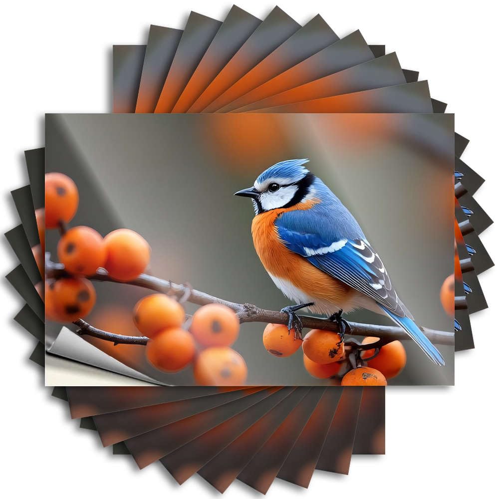 A Colorful Bird Perches On A Branch Adorned with Bright Orange Berries Sticker Men Cave Decor Self Adhesive | Mini Bumper Vinyl Sticker Pack for Thankful(12X18CM)