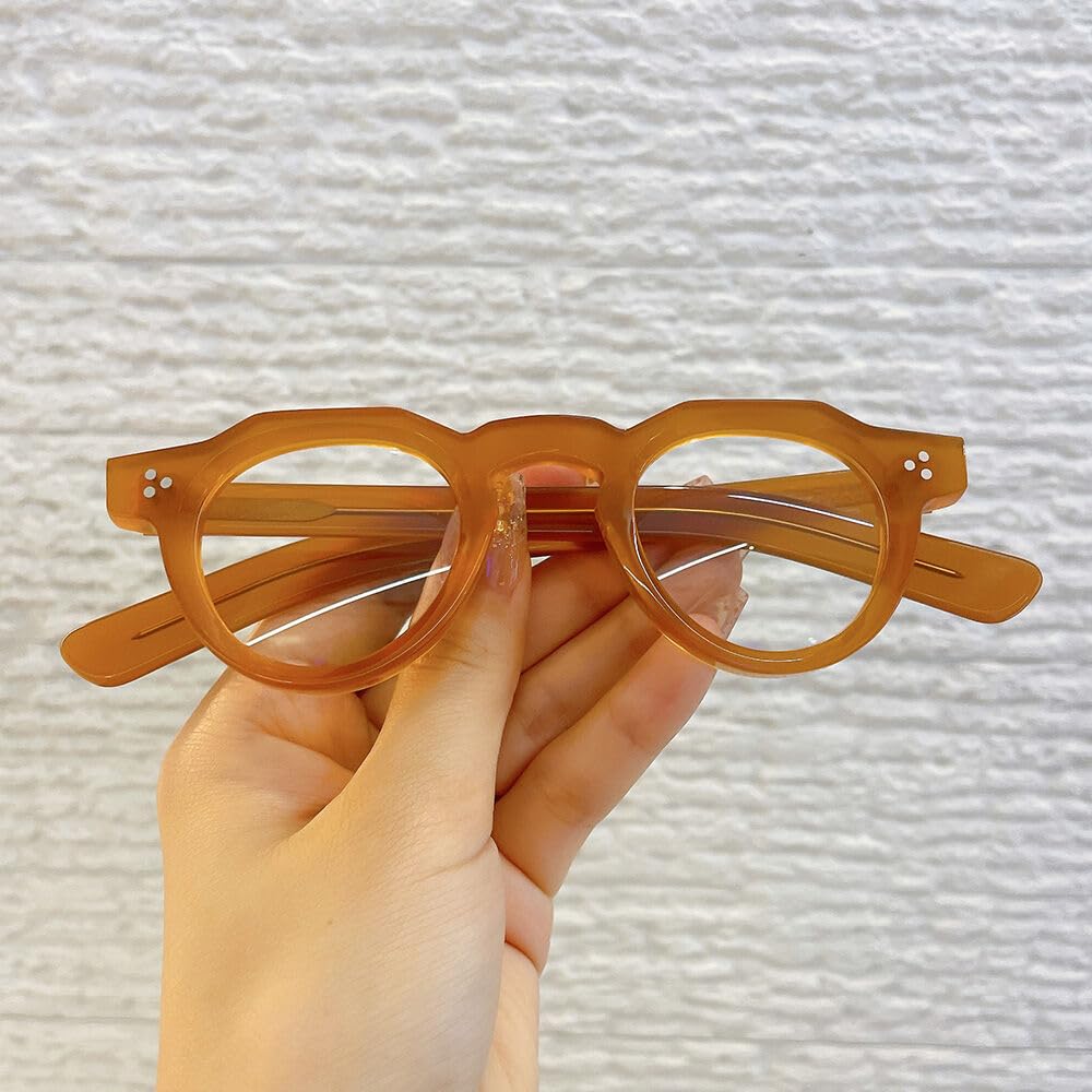 Lunettes de Lecture Rondes Designer, Lunettes Anti-Lumière Bleue, Monture Vintage Élégante en Acétate Renforcé pour Homme et Femme