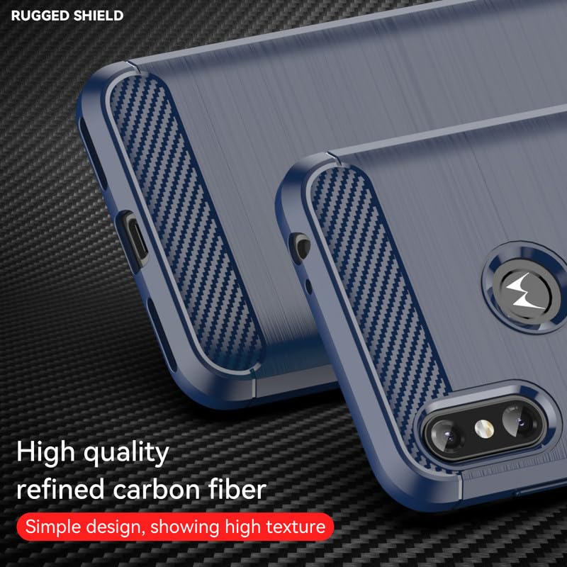 Image of Hybrid Carbon Fiber Back Case for Moto One Power (Blue)