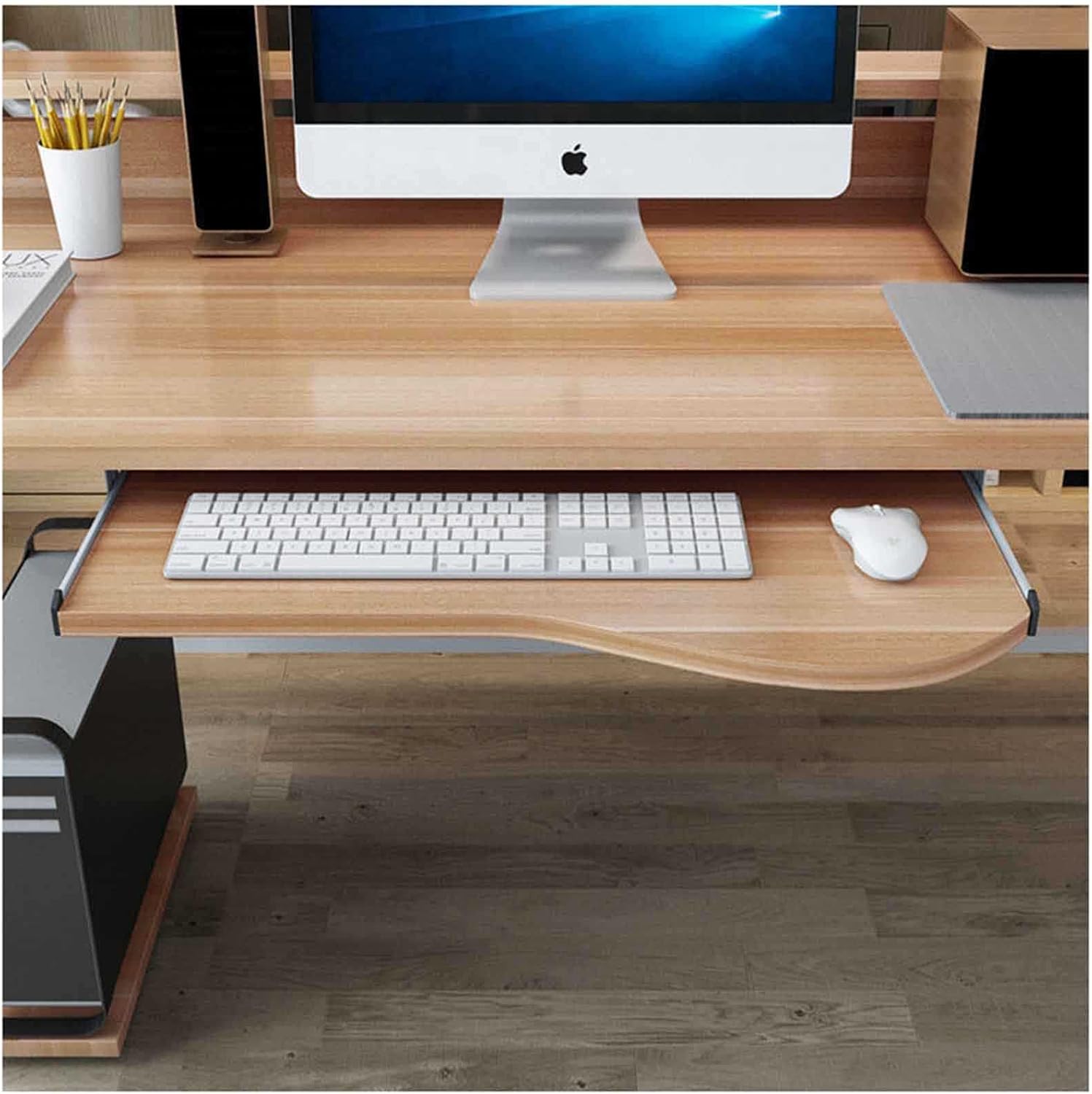 Sliding Keyboard Support, Wooden Desk Extender Keyboard Tray, Keyboard mouses