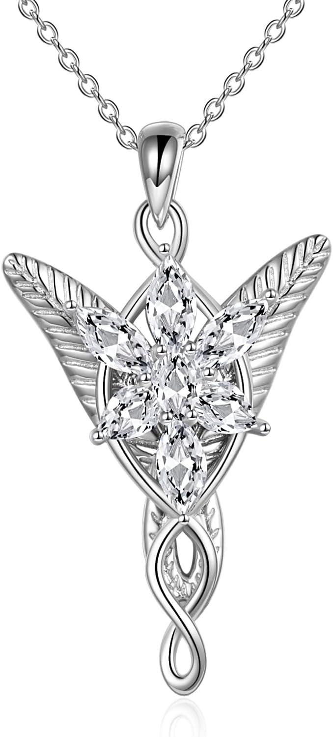 POPLYKE Sterling Silver Arwen Evenstar Necklace for Mom Girls Wife Girlfriend Birthday Valentines Day