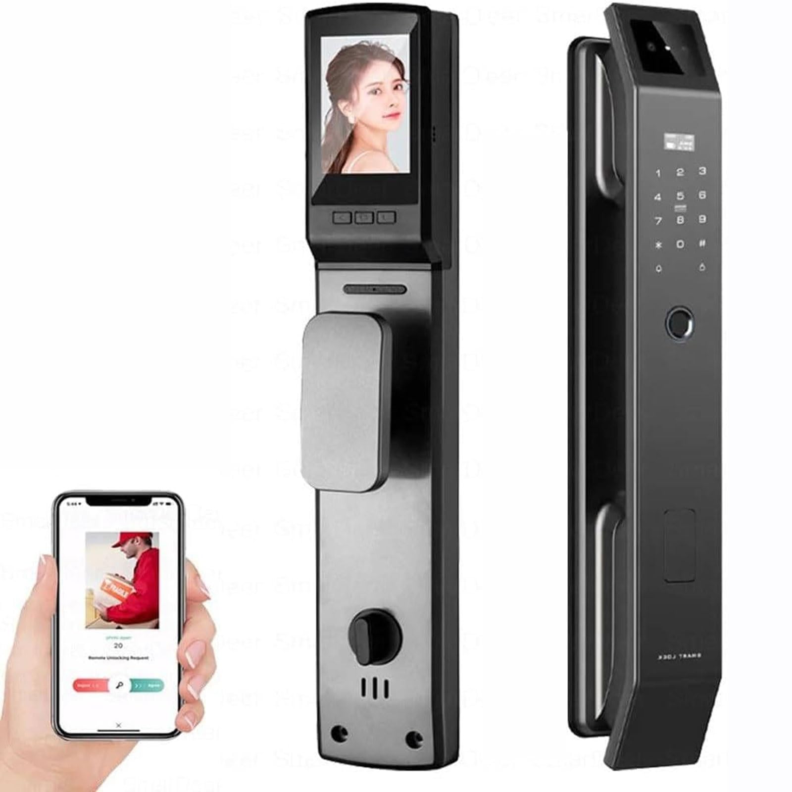 QYOEGSQ Cerradura de Puerta con reconocimiento Facial 3D, Cerradura de Puerta Inteligente con cámara, Cerradura de Puerta Digital WiFi con Huella Dactilar for Puerta de Entrada con cámara