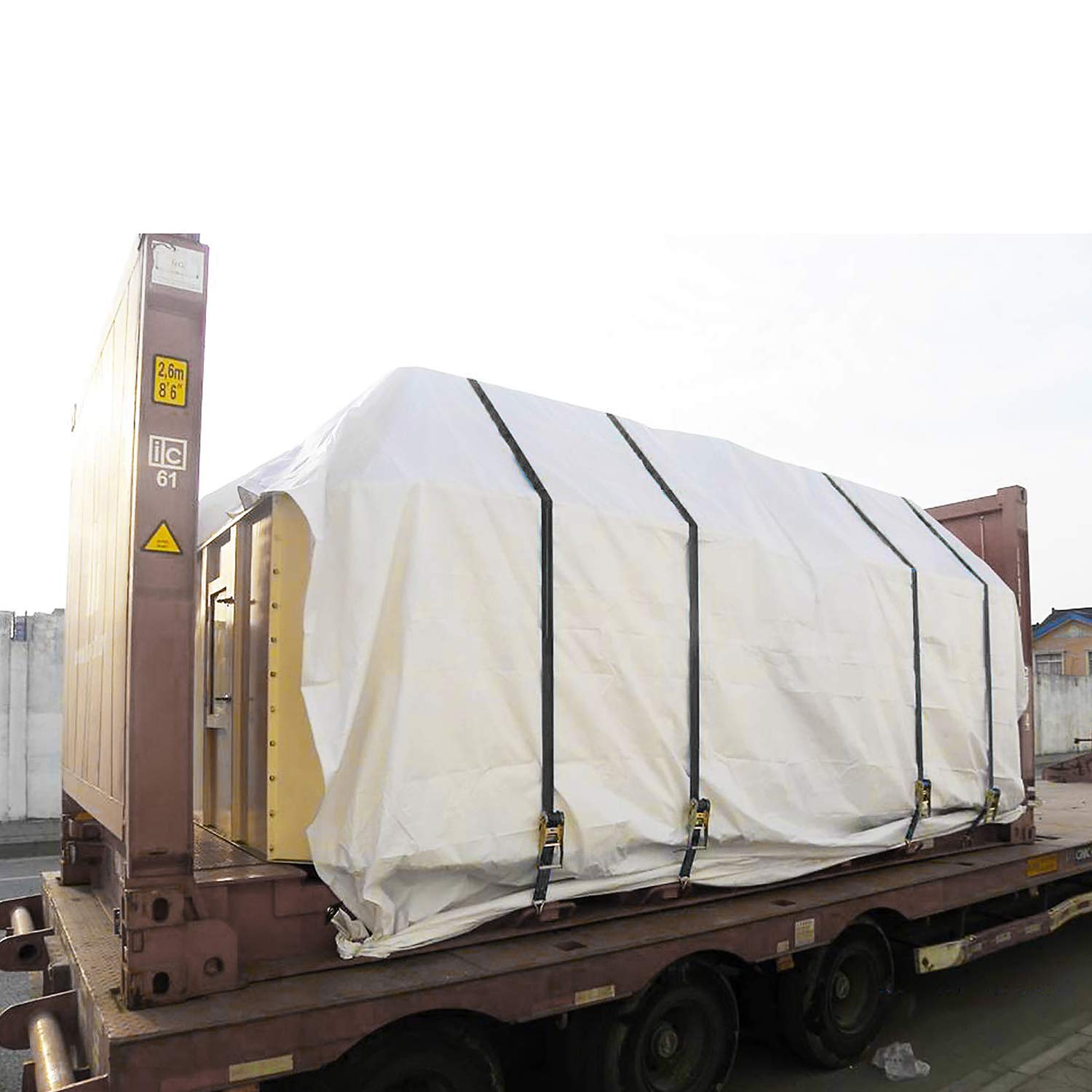 LODD - 5 spanbanden van staal 6 m x 25 mm - duurzaam polyester (800 kg) met draagtas - standaard in 12195-2 - universele bevestiging voor verhuizing, aanhanger, fiets, motorfiets