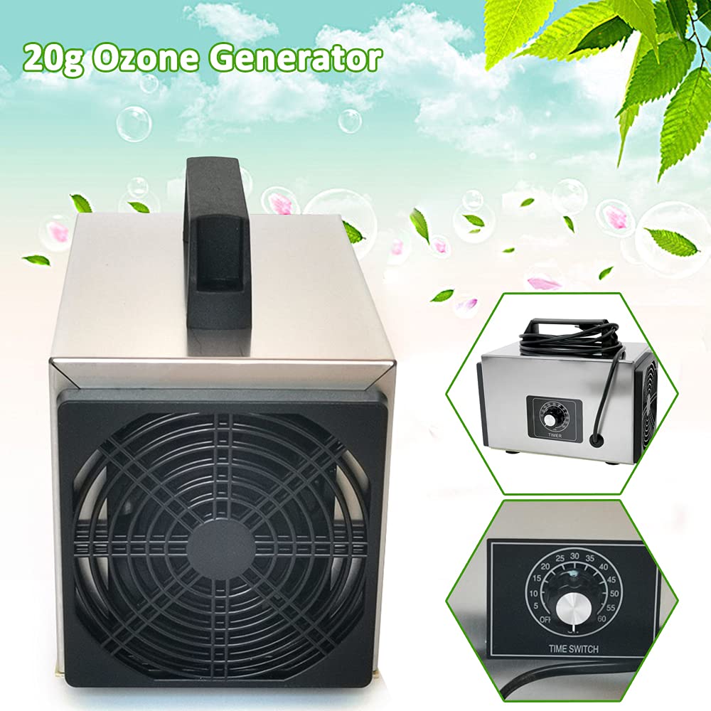Ozongenerator, 20G Ozongerät, Ozonisator mit Zeitschaltuhr Geräusch: ≤ 30dB Industrial Air Purifier Geruchskiller Geruchsneutralisierer für Auto, Rauch, Haustiergerüche, Küchengerüche