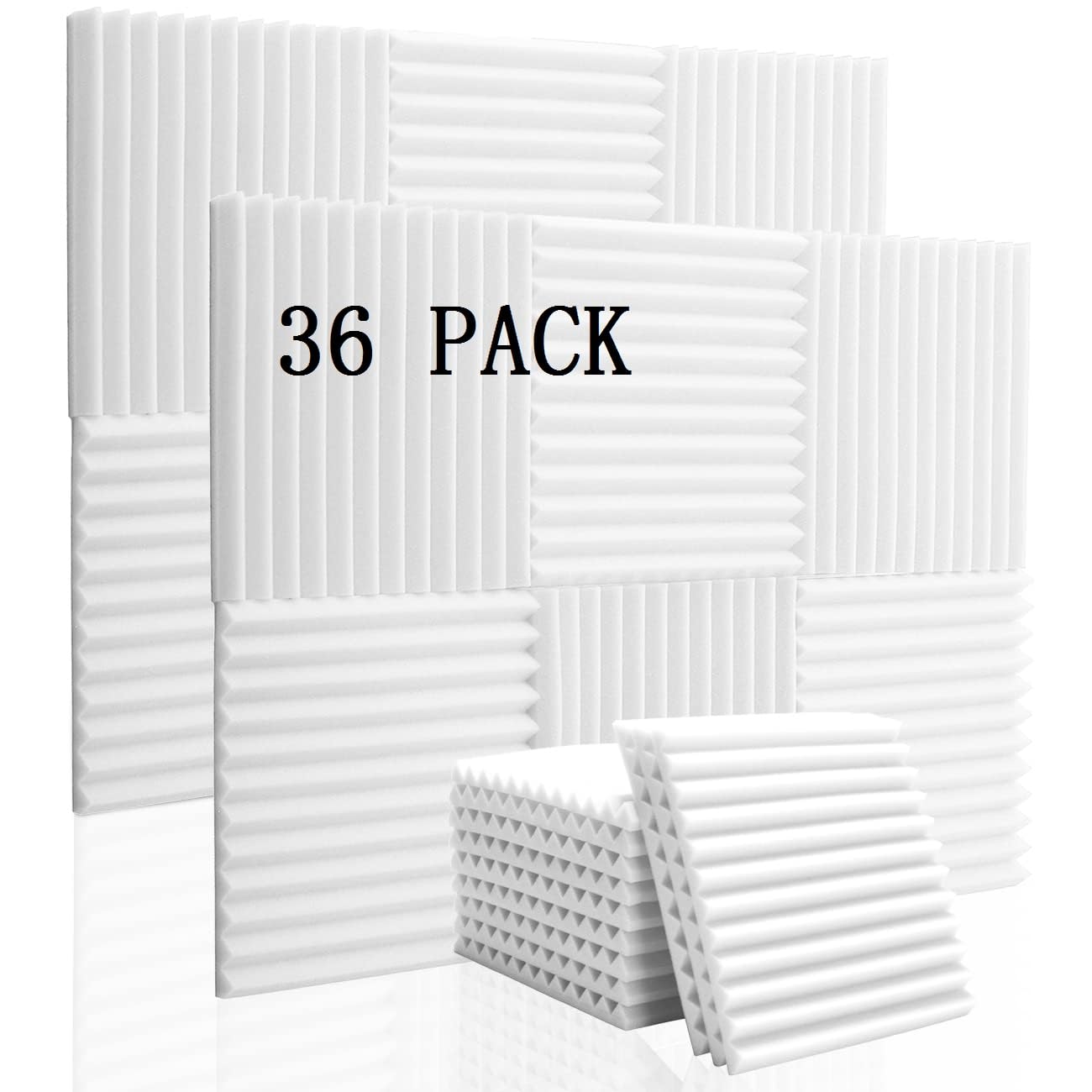 36 piezas de paneles de insonorización paneles de espuma acústica - 12 X 12 X 1 pulgadas, paneles de espuma para estudio KTV para tratamiento de insonorización de sonido, almohadillas de pintura