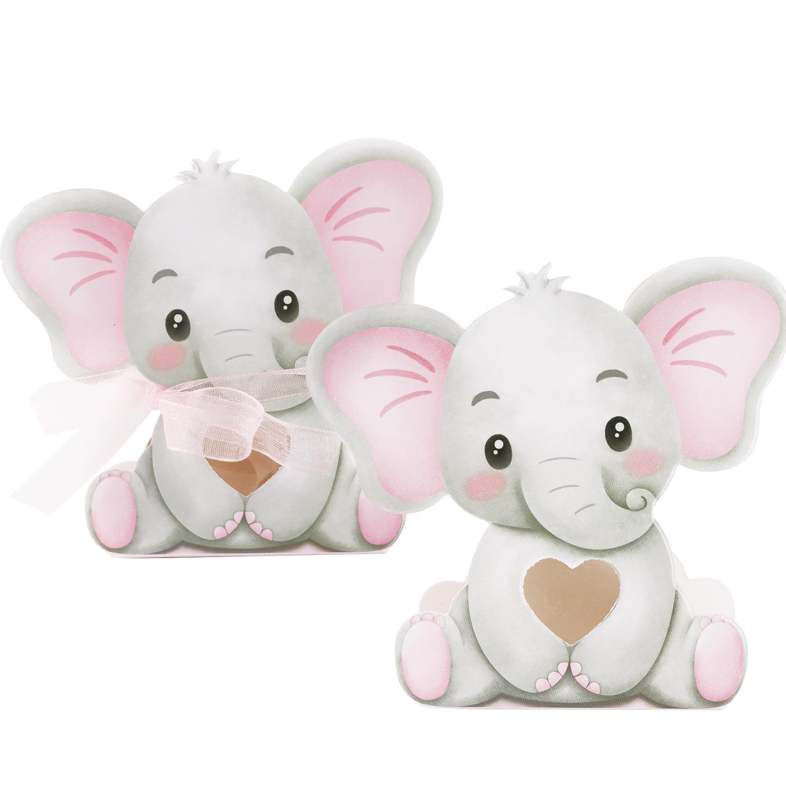 Confetti Festa Baby Shower Scatoline Bomboniere Battesimo 50 Pz - Con  Bigliettini A Cuore E Nastro, Motivo Elefante Rosa Scatoline Confetti, image size:1600x1600