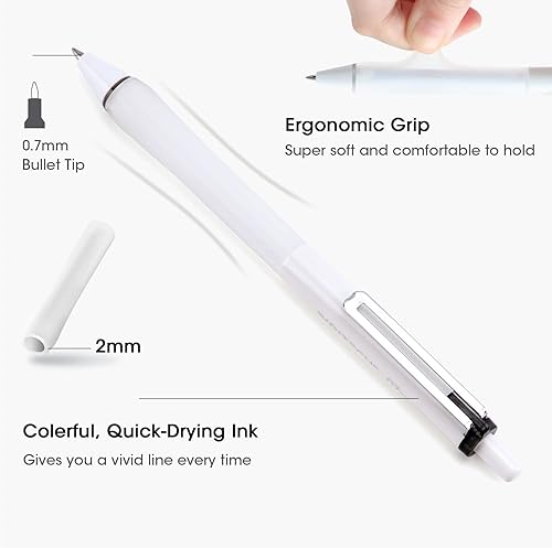 Miniatura 4 de WRITECH Bolígrafos retráctiles de tinta de gel tinta de colores surtidos de 0.028 in, juego de bolígrafos de punta media, escritura suave,
