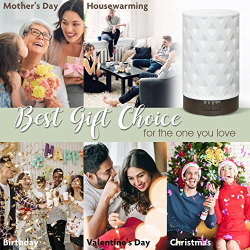 Earnest Living Essential Oil Diffusers For Essential Oils Large Room Diffuser White Ceramic Diffuser 100Ml Aromatherapy Diffuser With 4 Timers 7 Night Lights And Auto Off Function (No Beep!) For Home #TOP4