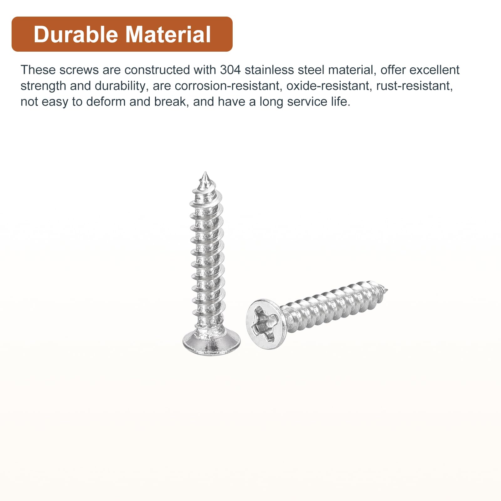 Tornillos Para Madera Cabeza Plana Phillips #4 X 3/4" - Acero Inoxidable 316 Marino - Lote De 100