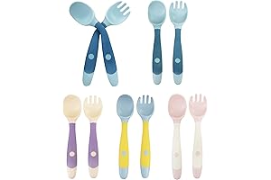 Toddler Utensils: 10 Pcs Curved Spoons and Forks for Self-Feeding
