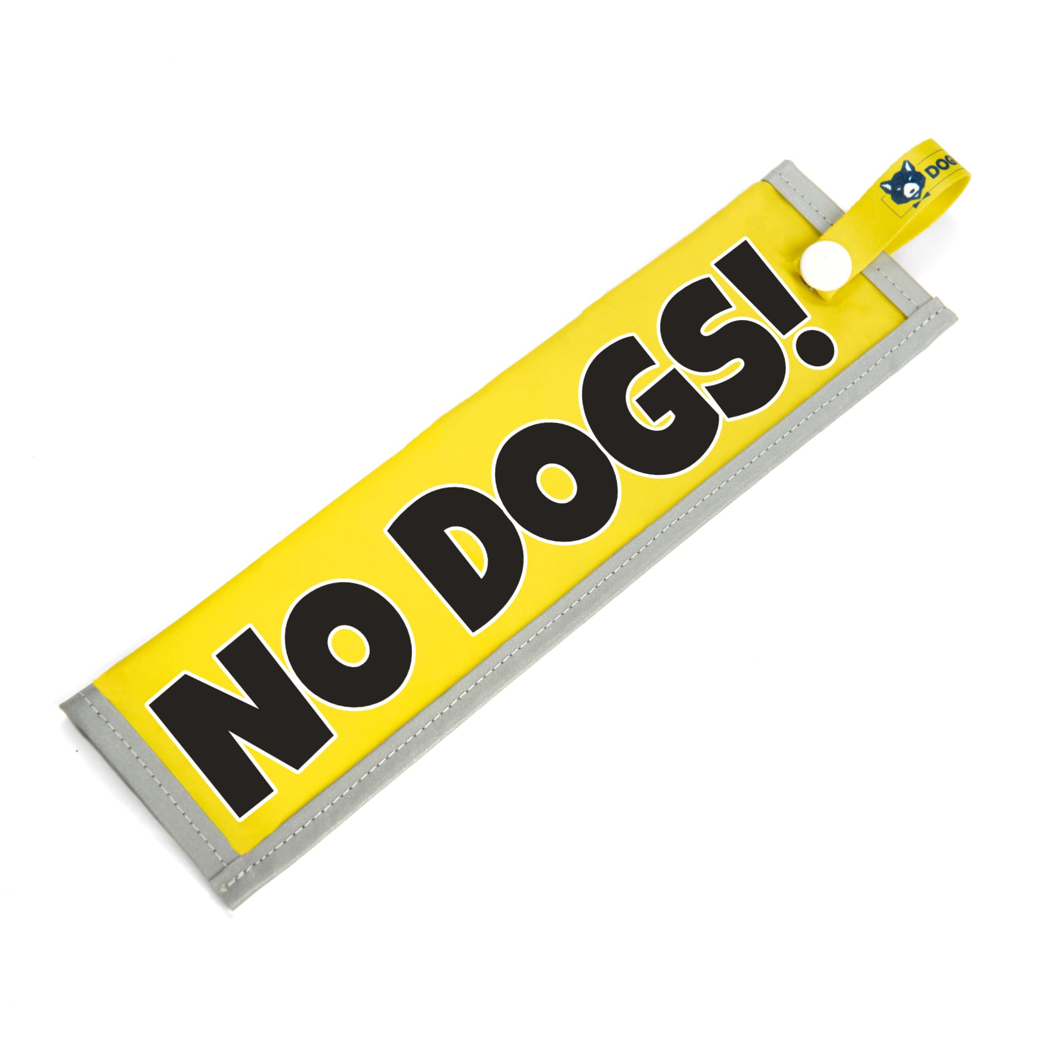 NO DOGS! Lead Sleeve, High Visibility Warning Wrap for Dog Walks, Large Bold Text Space Alert with Secure Snap Attachment