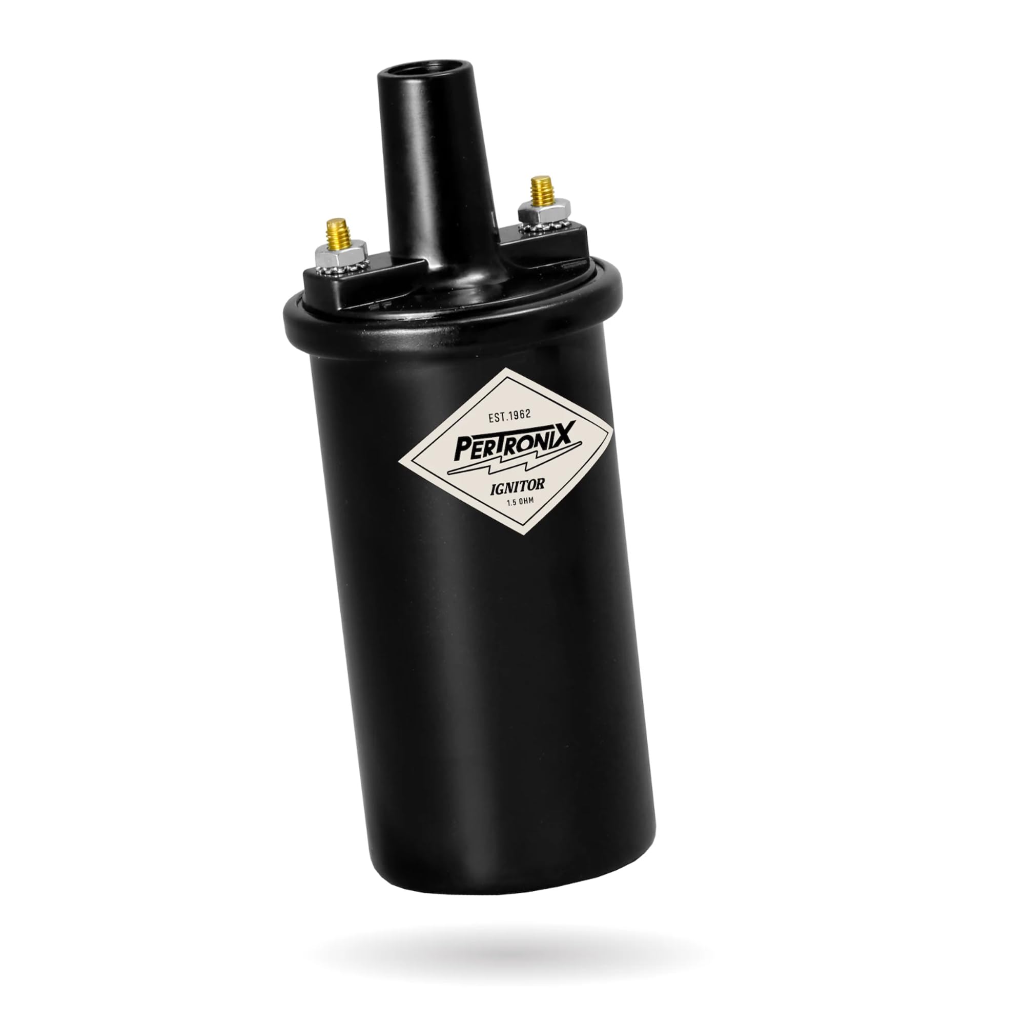 PerTronix Flame-Thrower Ignition Coil 40,000 Volt - 12V High Output Performance Ignition Coil, 1.5 Ohm Oil-Filled Canister, Black, Electronic Ignition Compatible - 40011