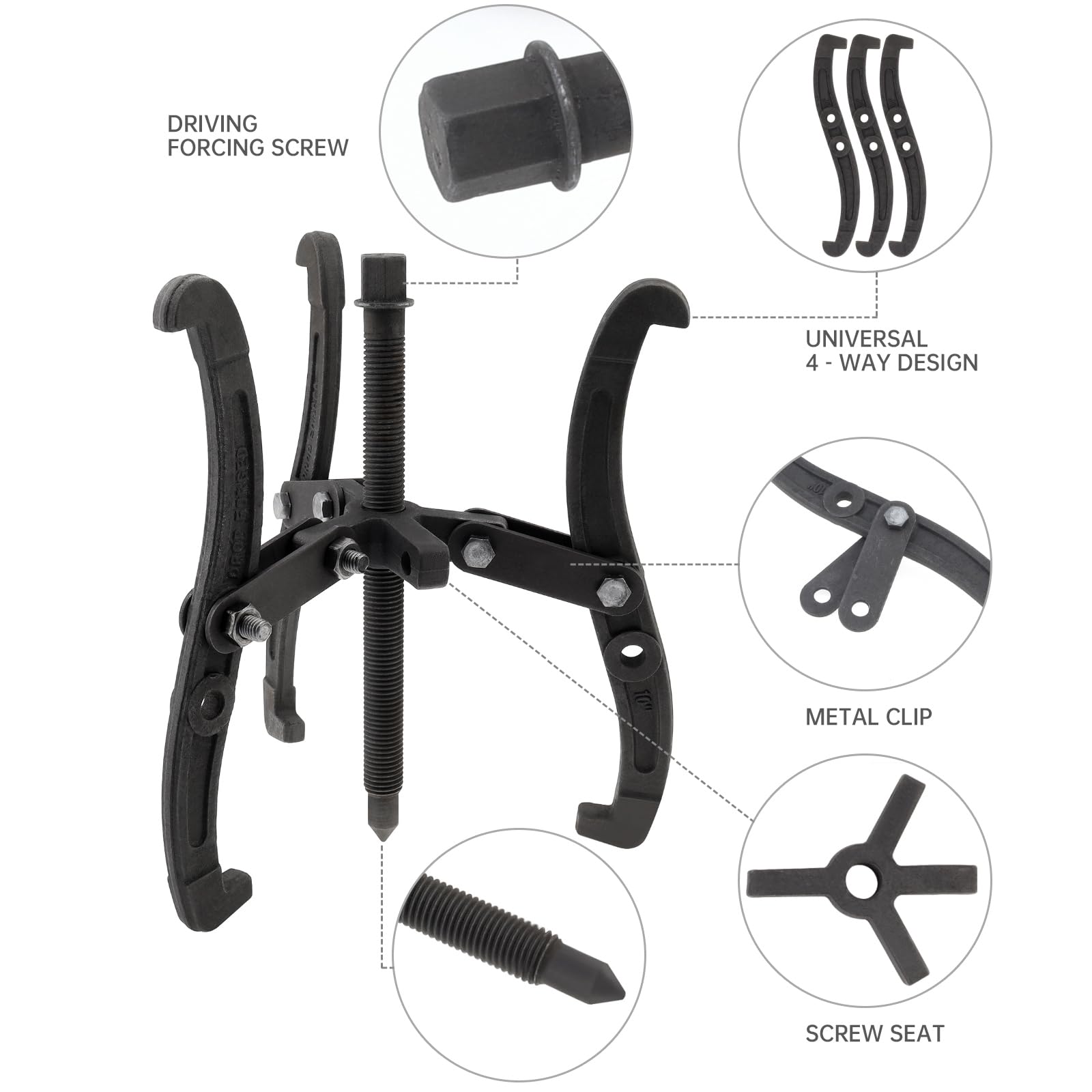 ChgImposs Estrattore multifunzione standard in acciaio al carbonio a 2 ganasce/3 ganasce con 4 estrattori a foro singolo per riparazione auto/meccanica (25,4 cm)