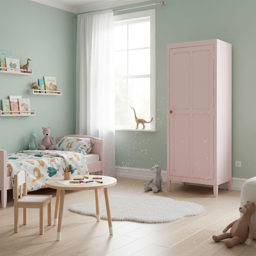 APRODZ Mango Wood Single Doors Multipurpose Storage Kiev Wardrobe Almirah for Living Room | Pink-picture-11