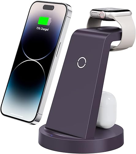 Estación de carga 3 en 1 para iPhone, cargador inalámbrico para productos Apple, múltiples dispositivos, soporte de carga para AirPods (para iPhone