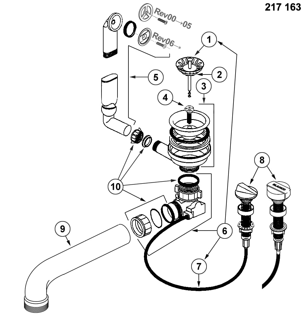 BLANCO Ablaufgarnitur 3½'' mit Ablauffernbedienung | Empfohlen für BLANCO CLASSIC, DALAGO, ELON, METRA, NOVA, RONDOVAL und ZIA Spülen | Einfache Installation & hohe Langlebigkeit