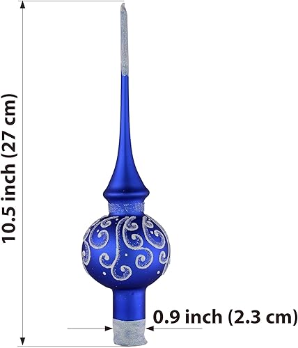 Miniatura 2 de Decoración para árbol de Navidad de vidrio soplado a mano color azul mate. Hecho a mano en Ucrania.