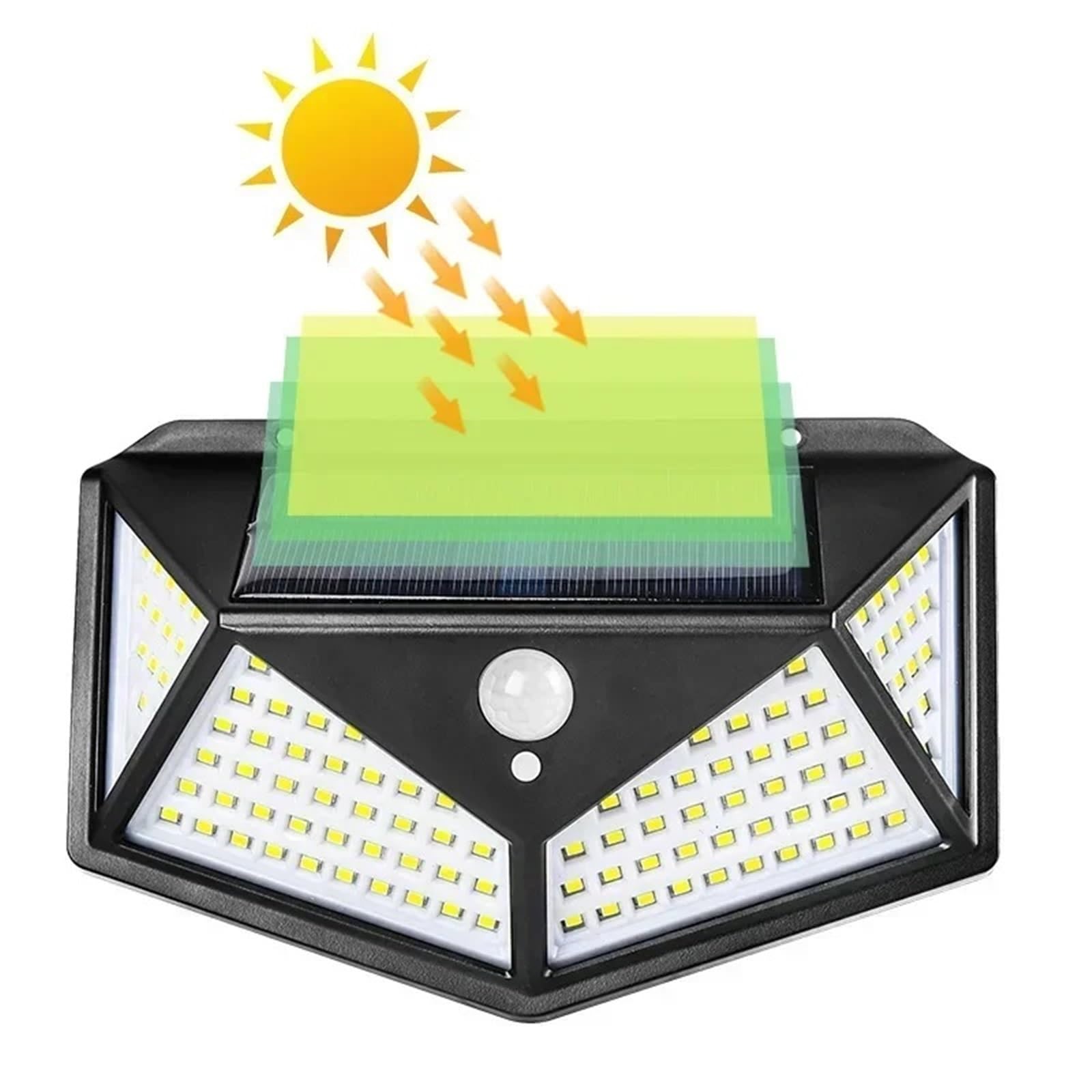Solarne lampy ścienne, 100 diod LED, wodoodporna, zewnętrzna, z czujnikiem ruchu, zasilane energią słoneczną, światło uliczne, do ogrodu, czarne J14 szt