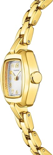 Miniatura 3 de JIANDUN Reloj vintage pequeño dorado para mujer, elegante pulsera de acero inoxidable, resistente al agua con herramientas incluidas