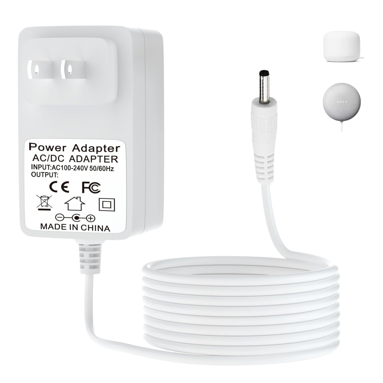 Compatible with Google Nest Mini, Nest Hub, Nest WiFi routers, and The Nest WiFi 14V Power Adapter Charger.