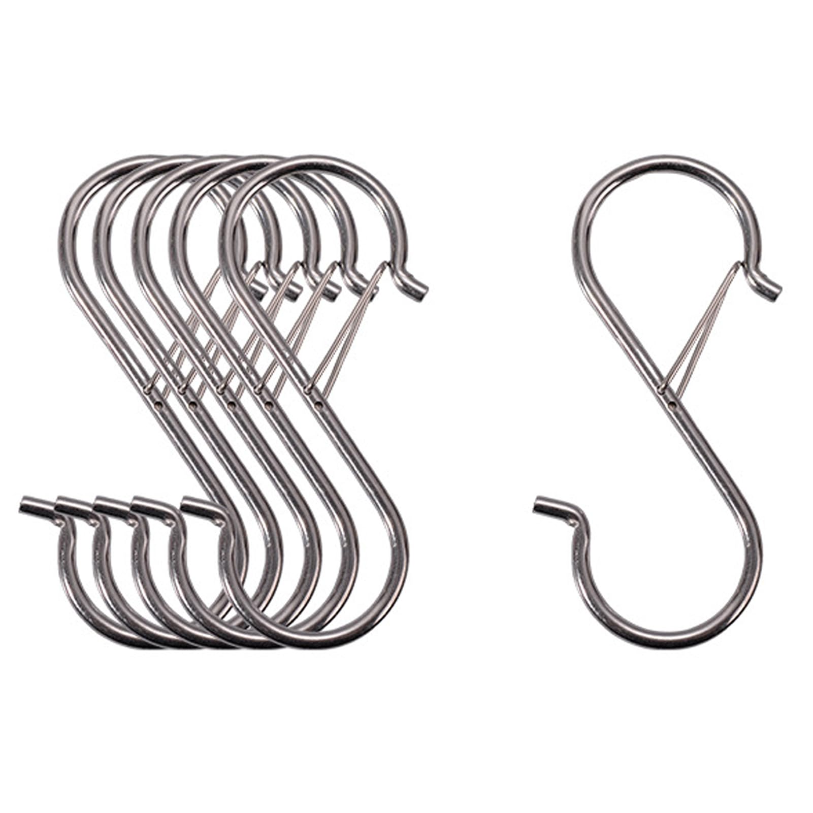 Xuanmaea 10 Piece Safety Belt Buckle Design S-Shaped Hook,Used for Hanging Plants,Lamps,Kitchen Utensils,Clothes,Towels-Silvery