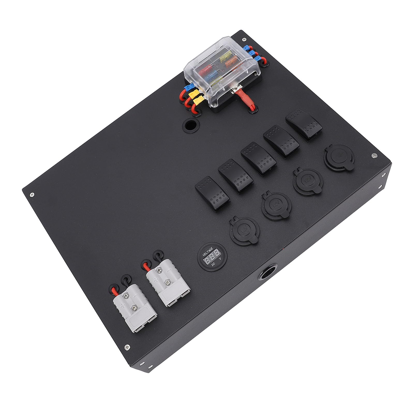 Caja de Control de Energía de Batería, DC12V 24V con Interruptor, Voltímetro, Enchufe para Encendedor de Cigarros, Salida USB, para Automóvil, RV, Camionetas, 4WD, Toldo, Caravana