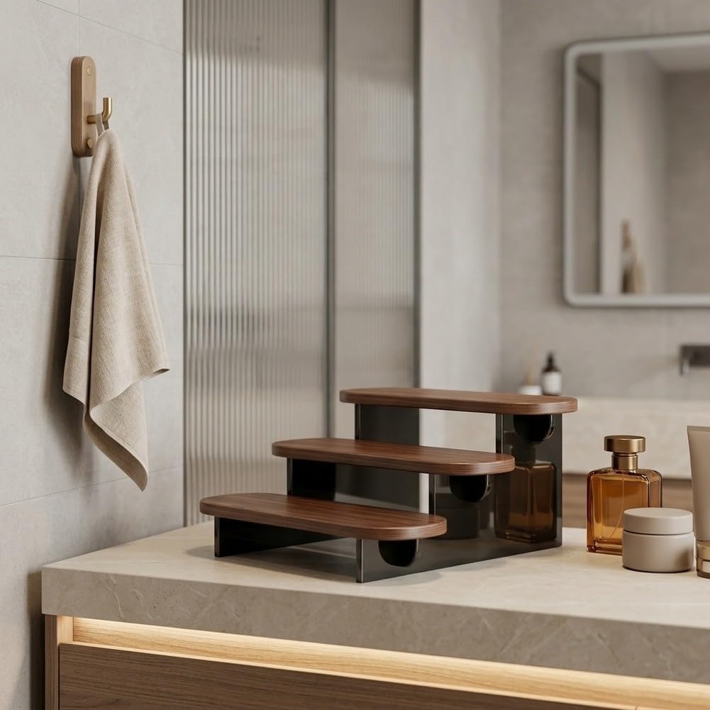 per scaffale Bagno 3 Livelli in MDF Nero 30cm per scaffale(black)