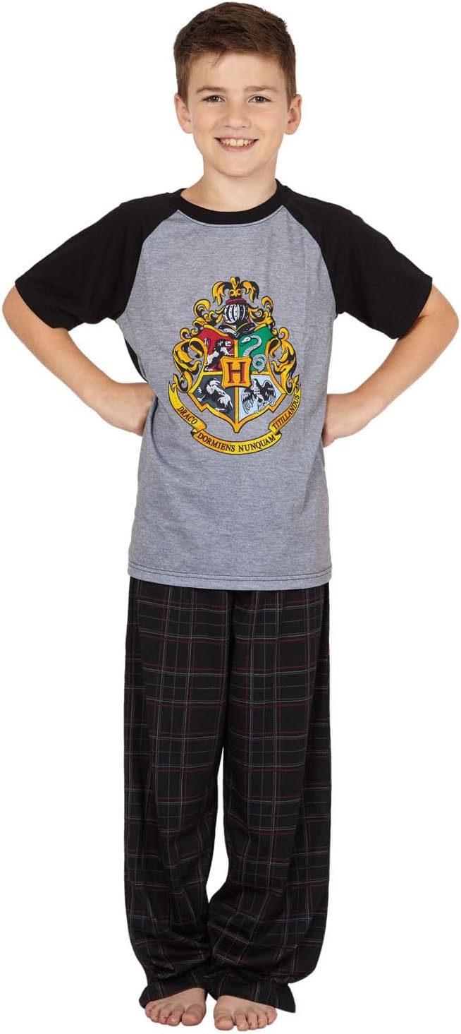 Harry Potter Hogwarts Crest Raglan Plaid Pant Pajama 2pc Set - Image 4