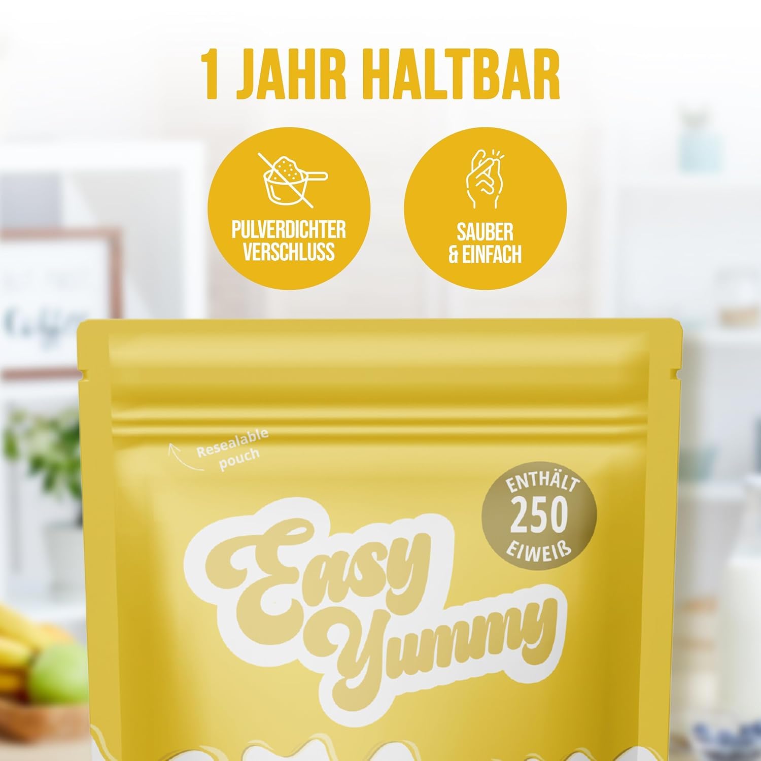EASY YUMMY Eiklarpulver – 100% reines Eipulver zum Backen & Kochen, 1 kg Großpackung, ideal für Baiser, Pancakes, Proteinshakes & vielseitige Rezepte