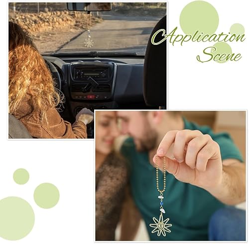 Miniatura 6 de SUPERFINDINGS 3 piezas de adorno colgante de ojo malvado para automóvil, dije de buena suerte, decoración dorada de aleación con dije de sol