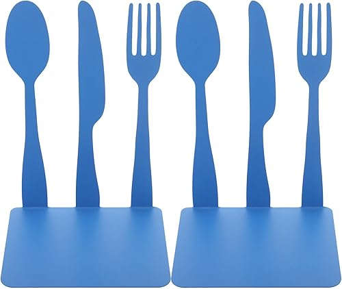 Recambio de bolígrafo borrable de metal sujetalibros de cocina, tenedor, cuchara, soporte para libros de cocina para estante de cocina, inauguración